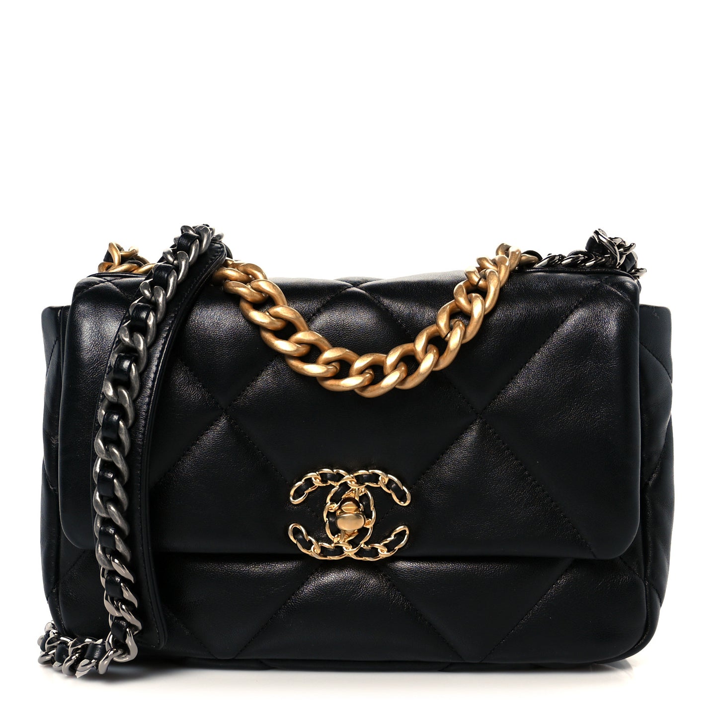 Goatskin Quilted Medium Chanel 19 Flap Black