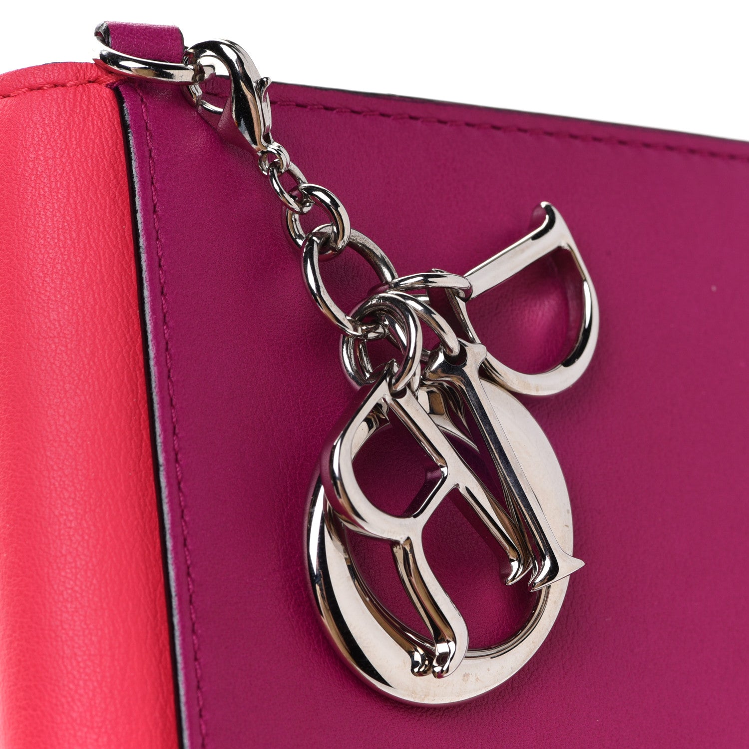 Christian Dior Smooth Calfskin Bi-Color Diorissimo Envelope Wallet Toxic Purple Pink 9 of 12