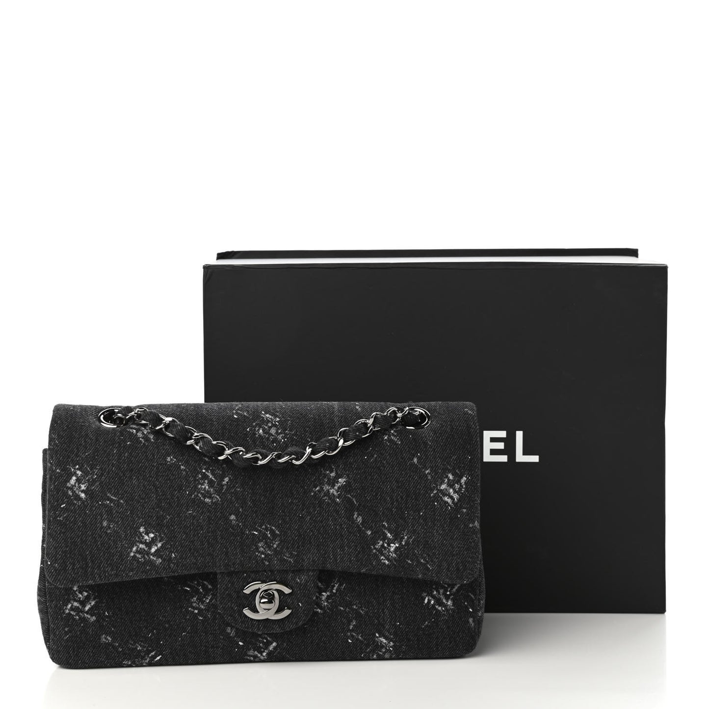 Denim Medium Double Flap Black