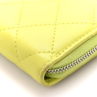 Chanel Lambskin Quilted Zip Coin Purse Yellow 10 of 15