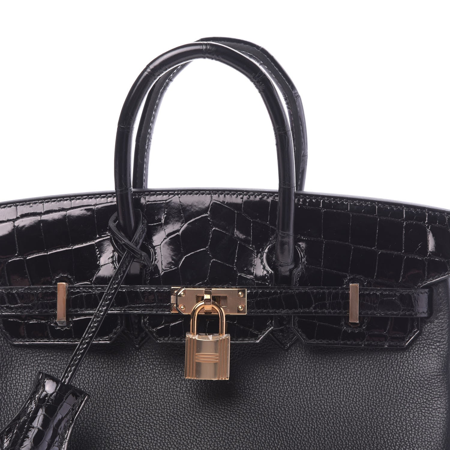 Hermes Taurillon Novillo Shiny Niloticus Crocodile Birkin Touch 25 Black 37 of 42