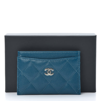 Chanel Caviar Quilted Card Holder Blue 9 of 9