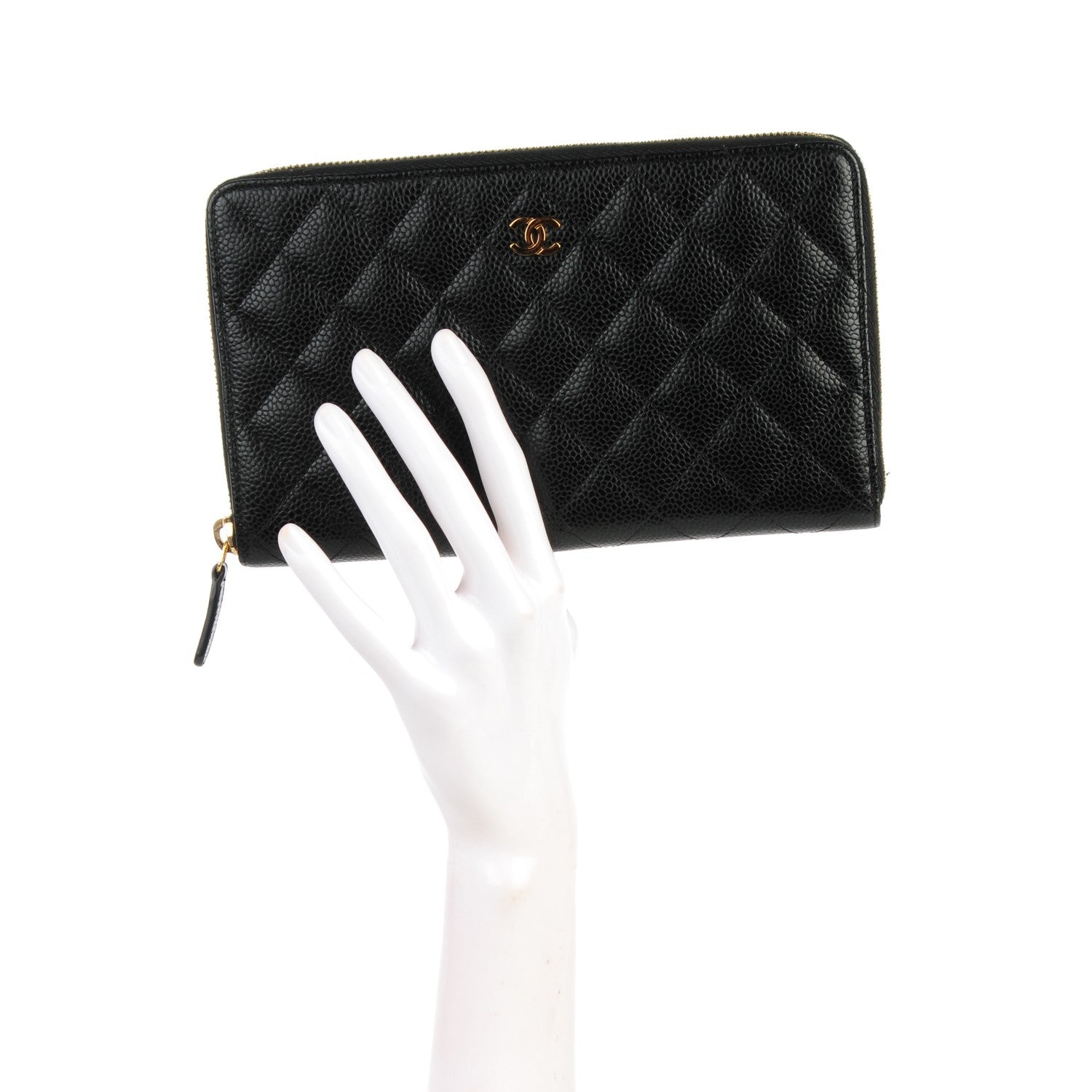 Chanel Caviar Quilted Large Zip Around Organizer Wallet Black 2 of 8