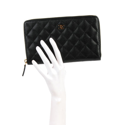 Chanel Caviar Quilted Large Zip Around Organizer Wallet Black 2 of 8