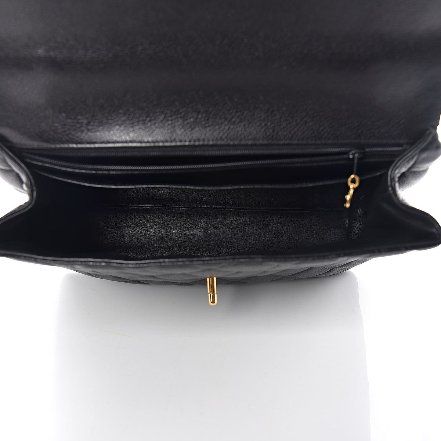 Caviar Quilted Jumbo Kelly Flap Black