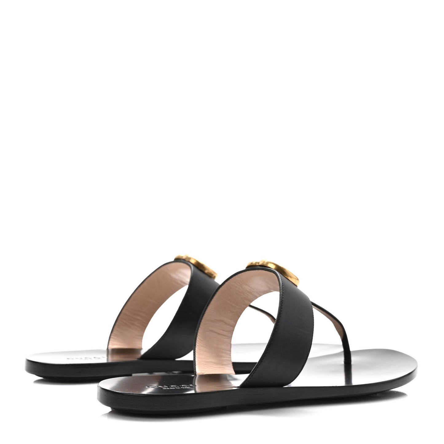 Calfskin GG Marmont Thong Sandals 39 Black