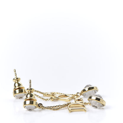 Christian Dior Crystal Dior Dangle Chain Earrings Gold 3 of 3