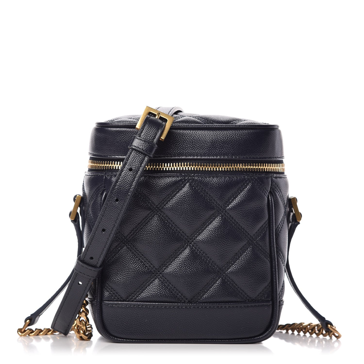 Saint Laurent Grain De Poudre Quilted 80's Vanity Deep Marine 1 of 8