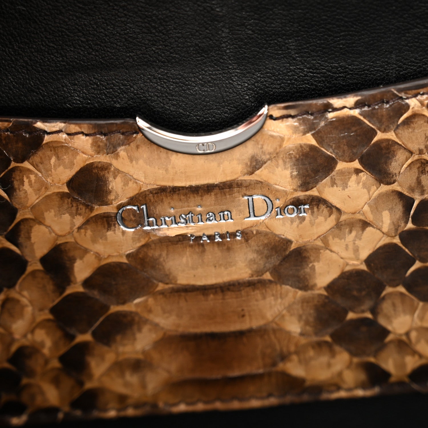 Christian Dior Snakeskin Evening Clutch Brown 7 of 12