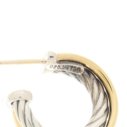 David Yurman Sterling Silver 18K Yellow Gold 17mm Crossover Cable Hoop Earrings 4 of 4