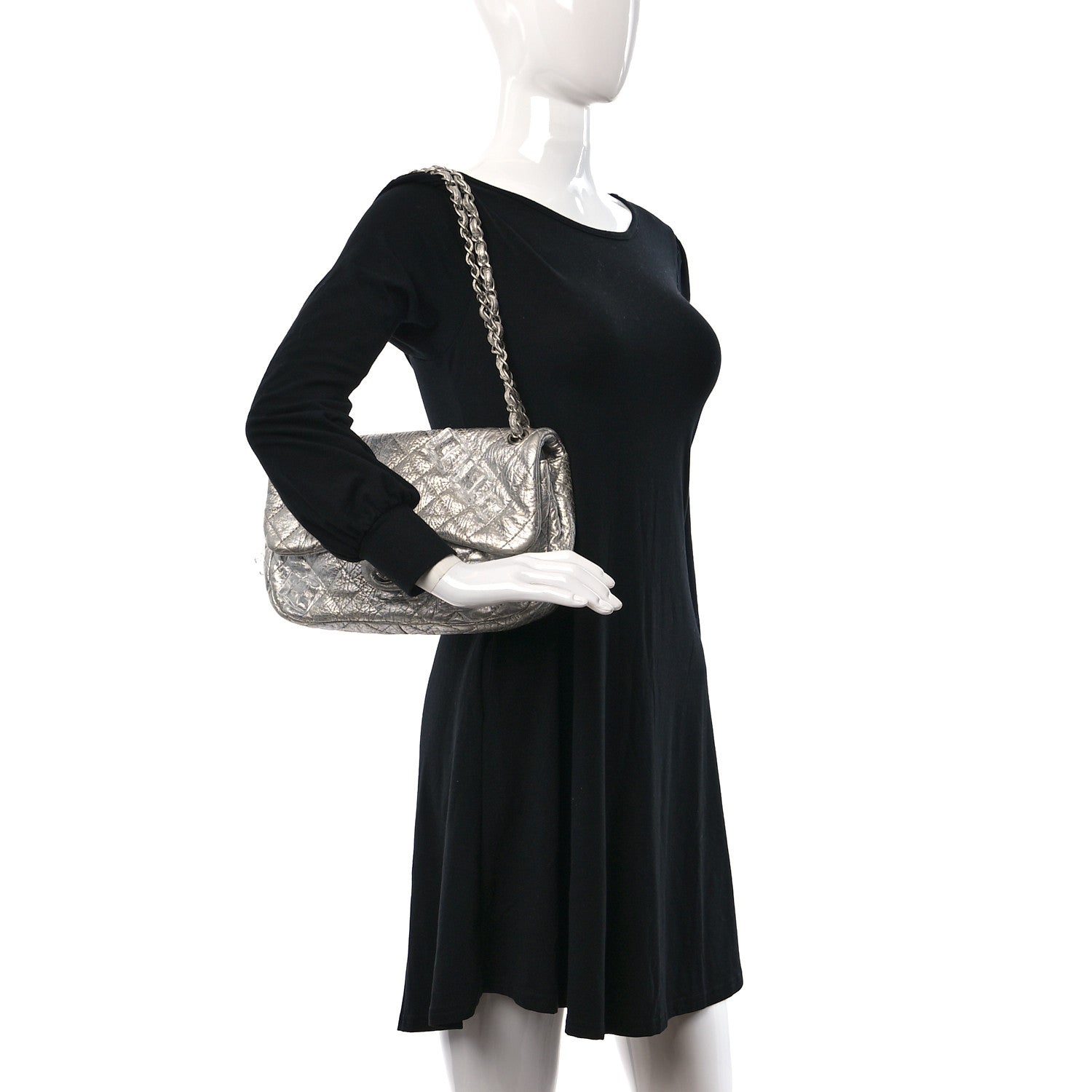 Chanel Calfskin Ice Cube On the Rocks Medium Flap Silver 2 of 15