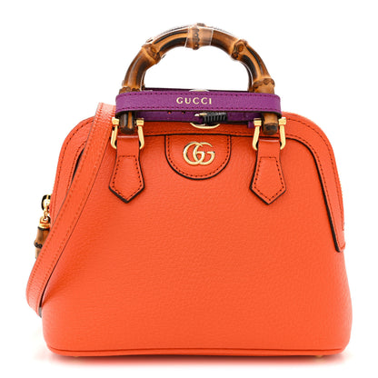 Gucci Textured Dollar Calfskin Mini Diana Dome Tote Bag Deep Orange Spicy Cyclamin 1 of 12