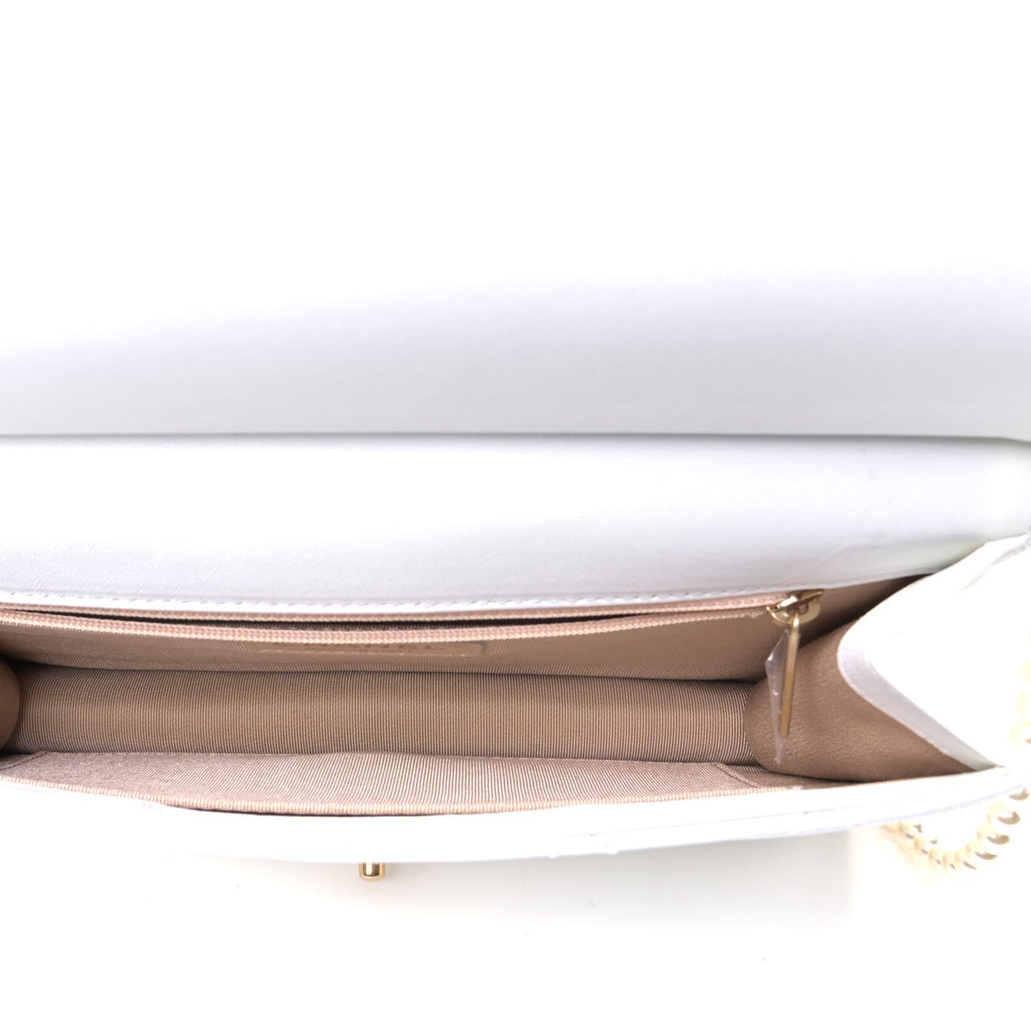 Lambskin Quilted Large Pearl Chain Flap Bag White