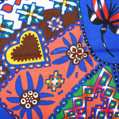 Hermes Cashmere Silk En Attendant Ulysse Shawl 140 Bleu Roy Vert Multicolor 4 of 4