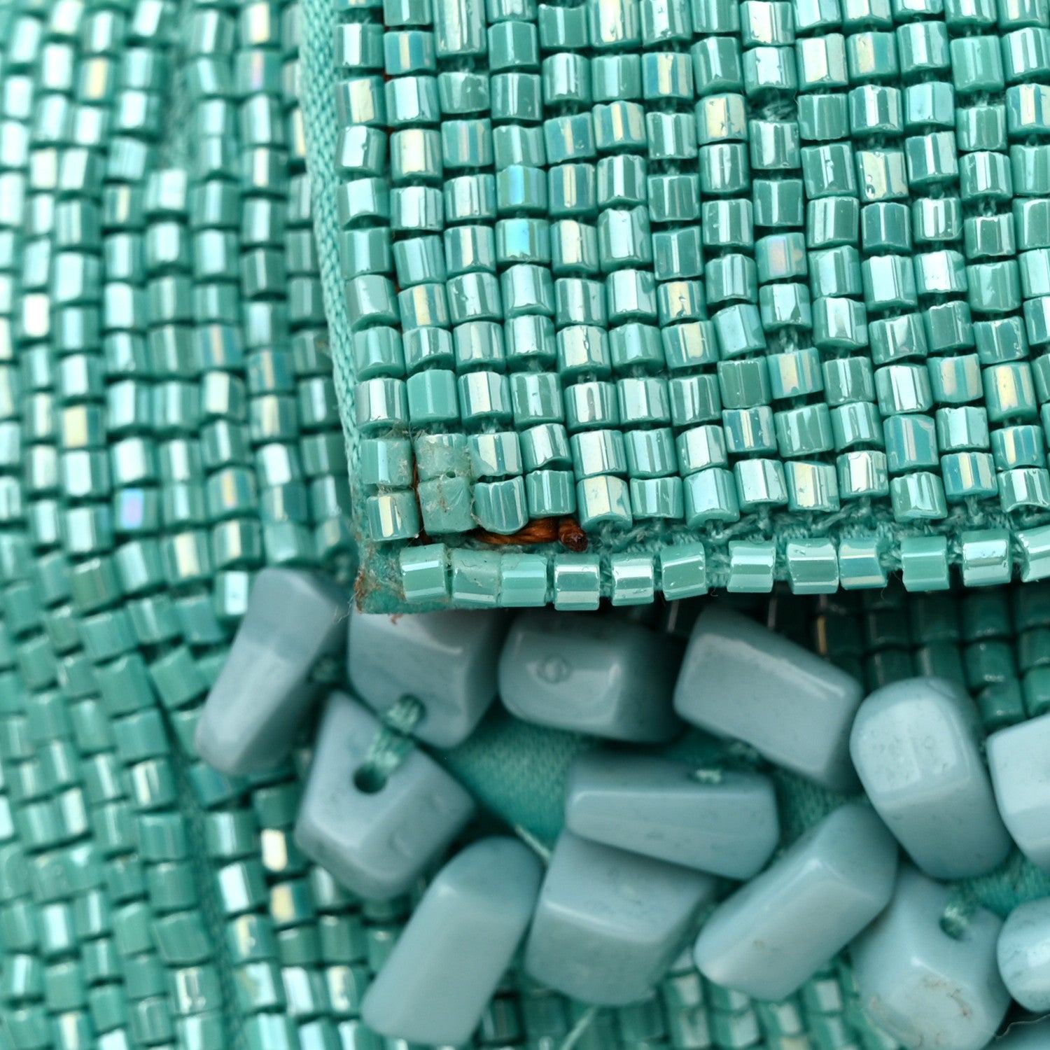 Fendi Rolling Stone Vitello Seta Bead Embroidered Re-Edition Baguette Spring Turquoise 13 of 14