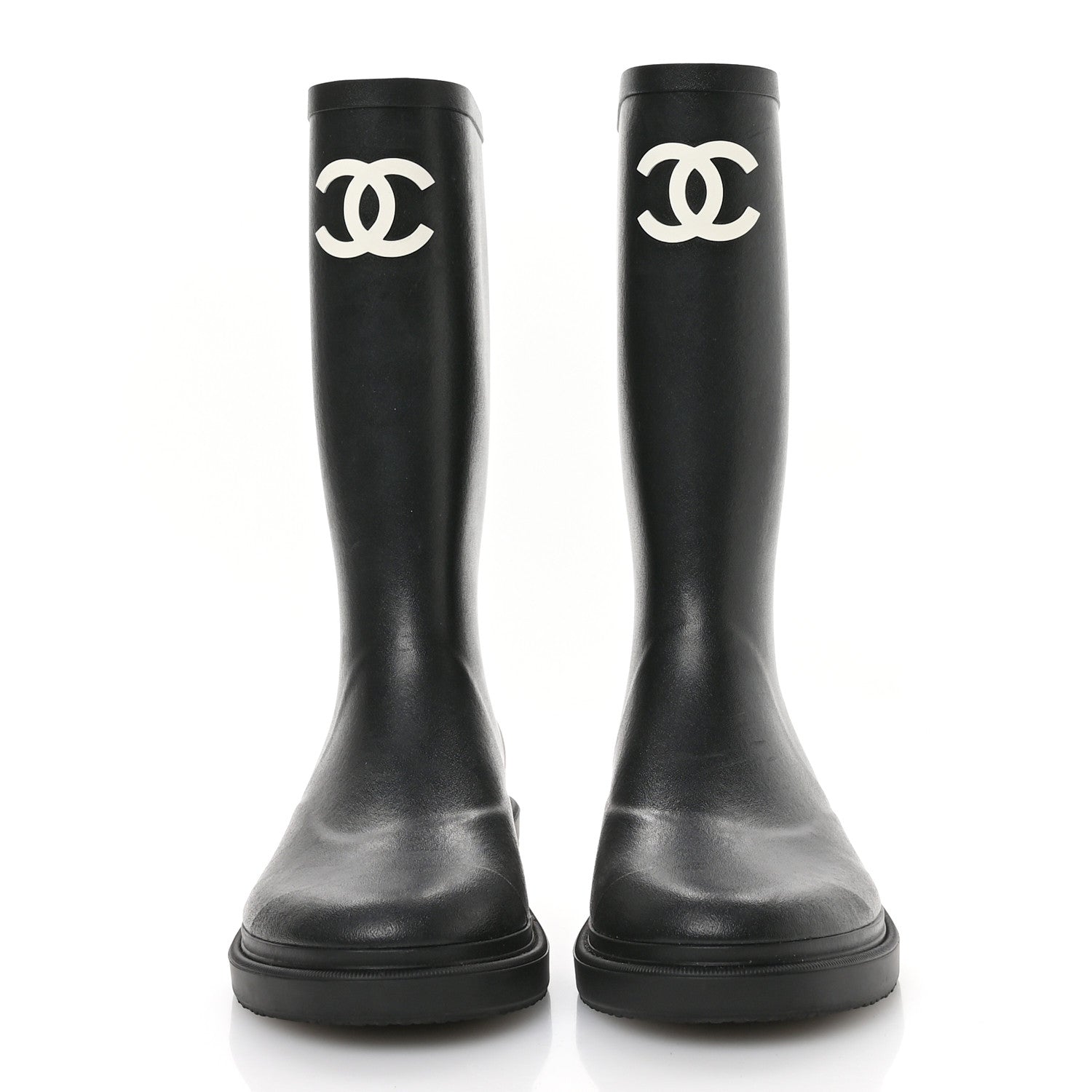 Chanel Caoutchouk CC High Boots 38 Black 3 of 9
