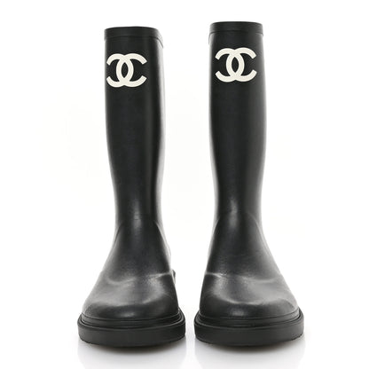 Chanel Caoutchouk CC High Boots 38 Black 3 of 9