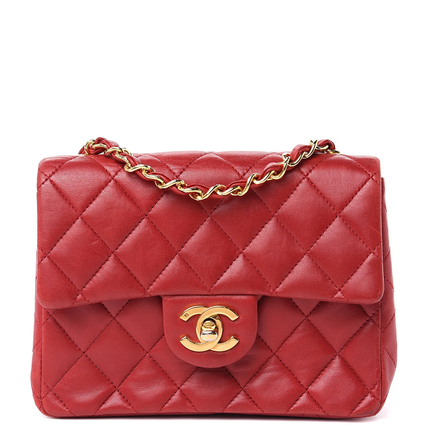 Chanel Lambskin Quilted Mini Square Flap Red 1 of 16