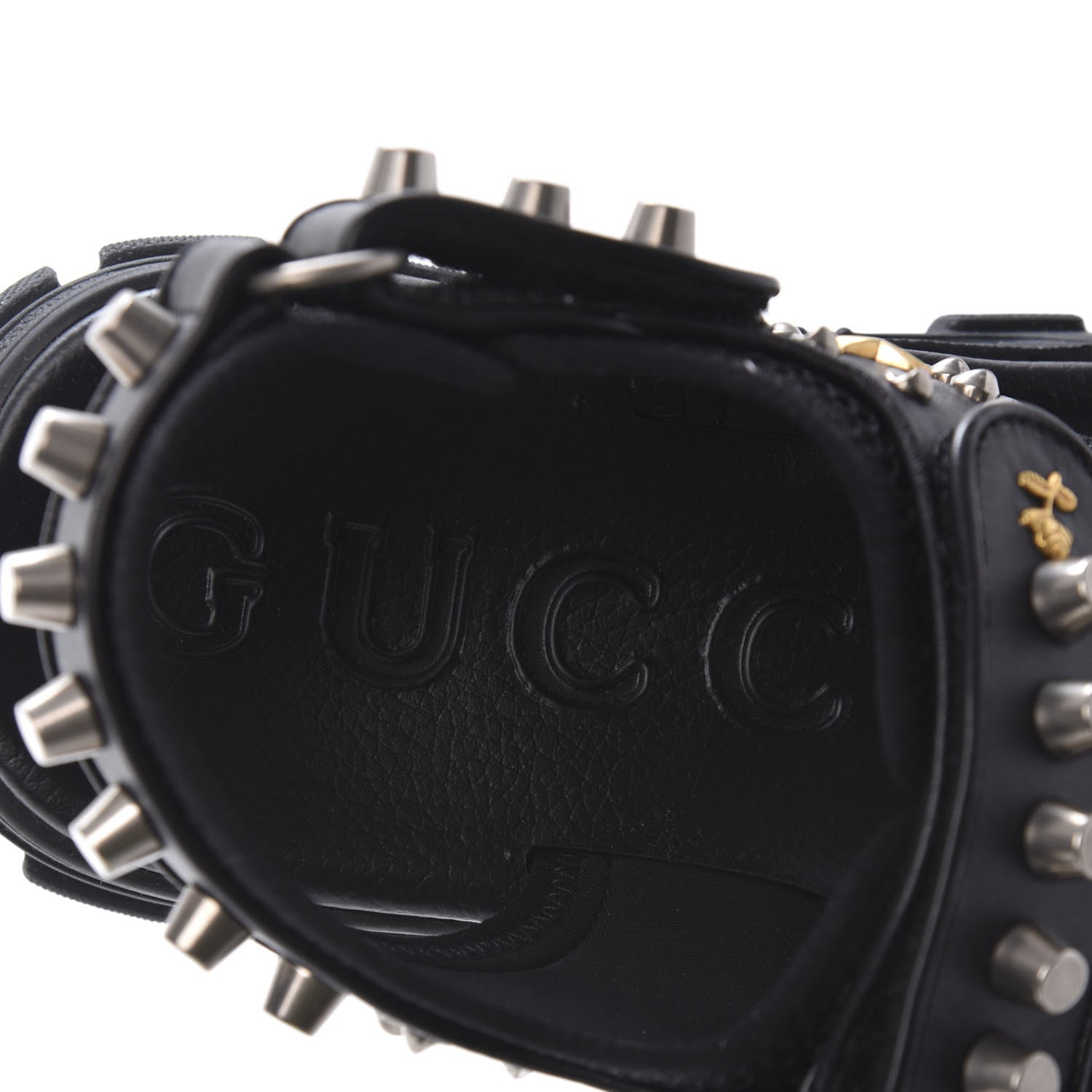 Gucci Nappa Mesh Studded Mens Aguru Sandals 6 Black 7 of 9