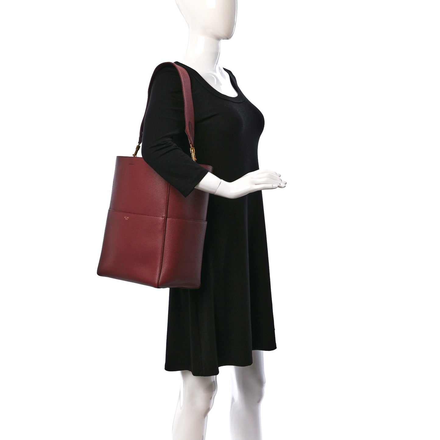 Soft Grained Calfskin Sangle Bucket Bag Burgundy