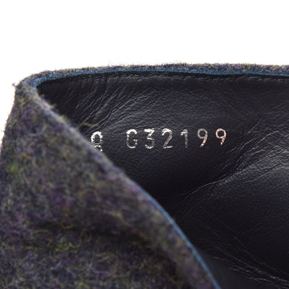 Chanel Wool Calfskin Tweed Lace Up Boots 36 Navy 8 of 8