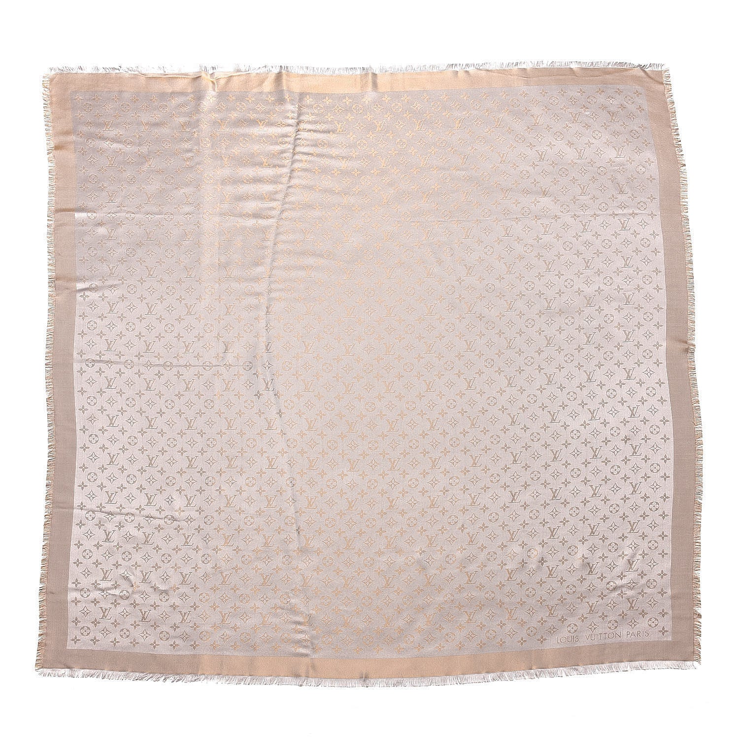 Louis Vuitton Silk Lurex Wool Monogram Shine Shawl Charcoal Greige 1 of 3