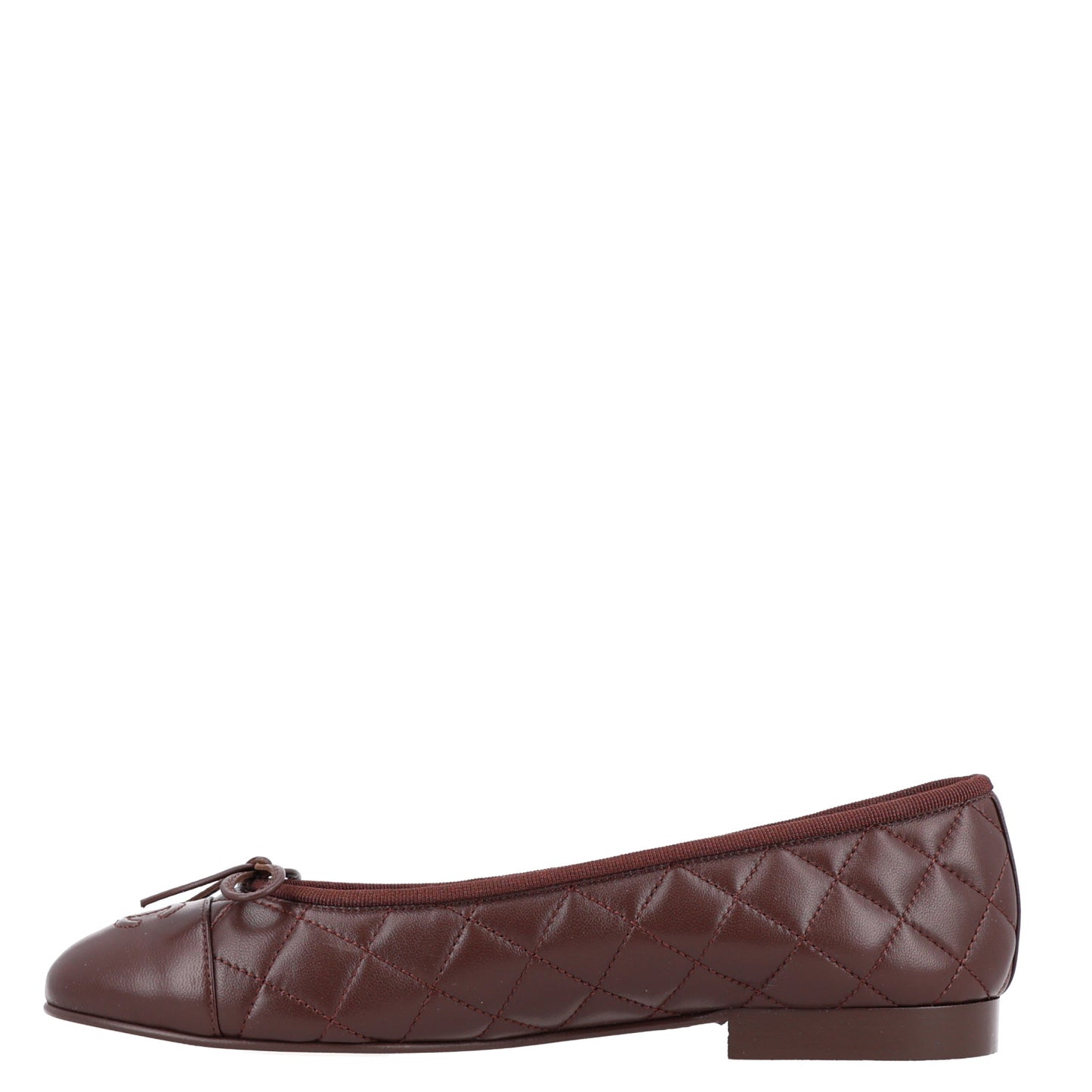 Lambskin Quilted CC Cap Toe Ballerina Flats 39 Brown