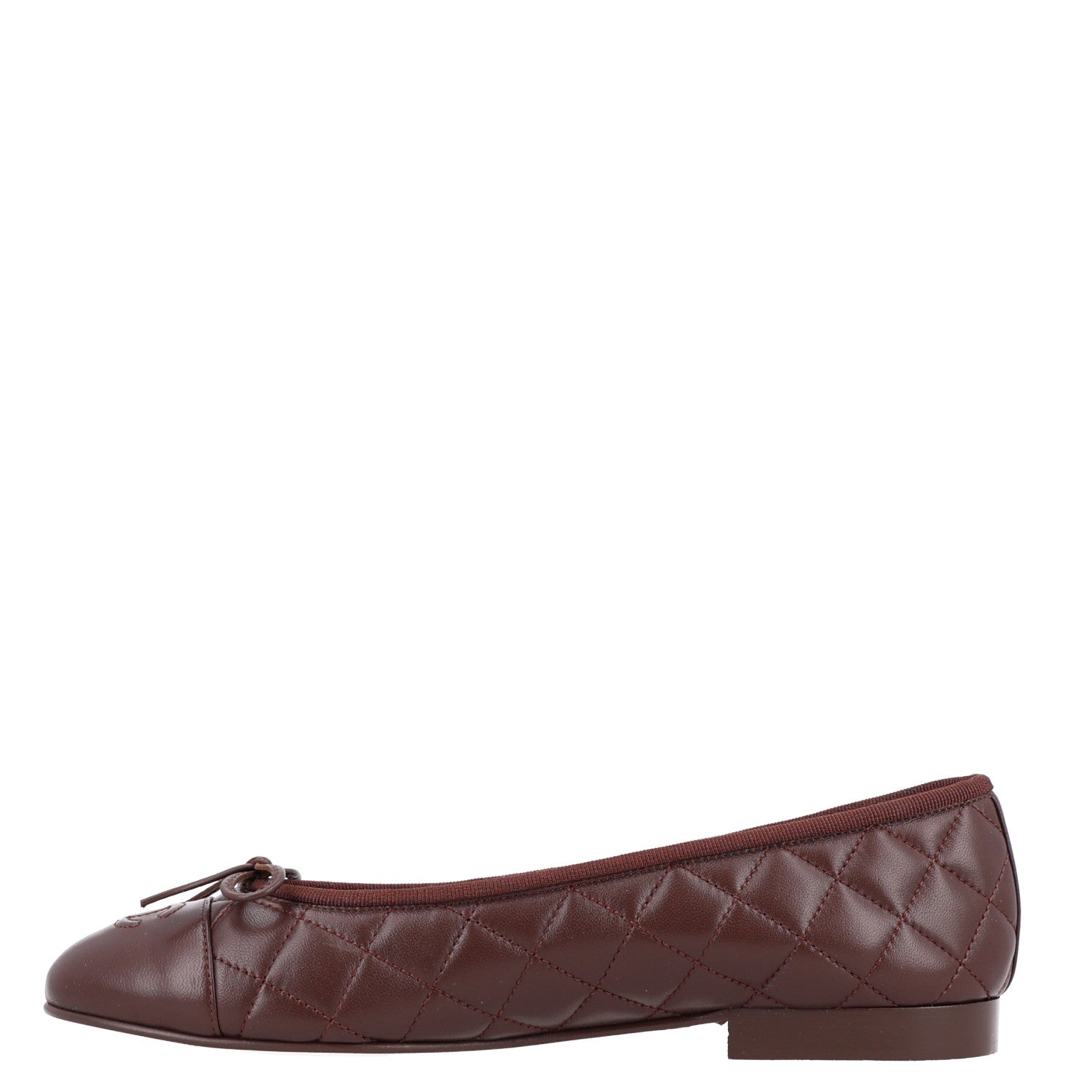 Chanel Lambskin Quilted CC Cap Toe Ballerina Flats 39 Brown 1 of 10