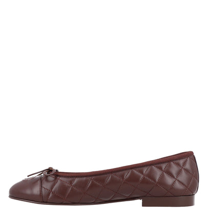 Chanel Lambskin Quilted CC Cap Toe Ballerina Flats 39 Brown 1 of 10
