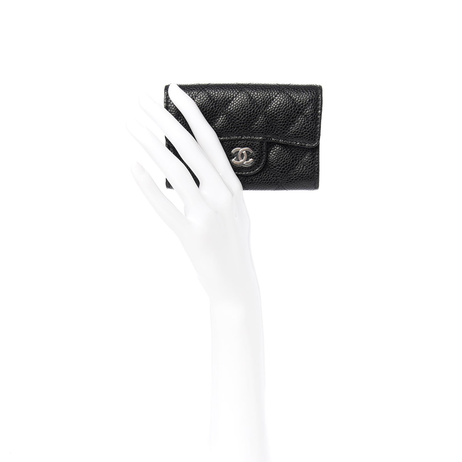 Chanel Caviar Quilted Flap Card Holder Wallet Black 2 of 9