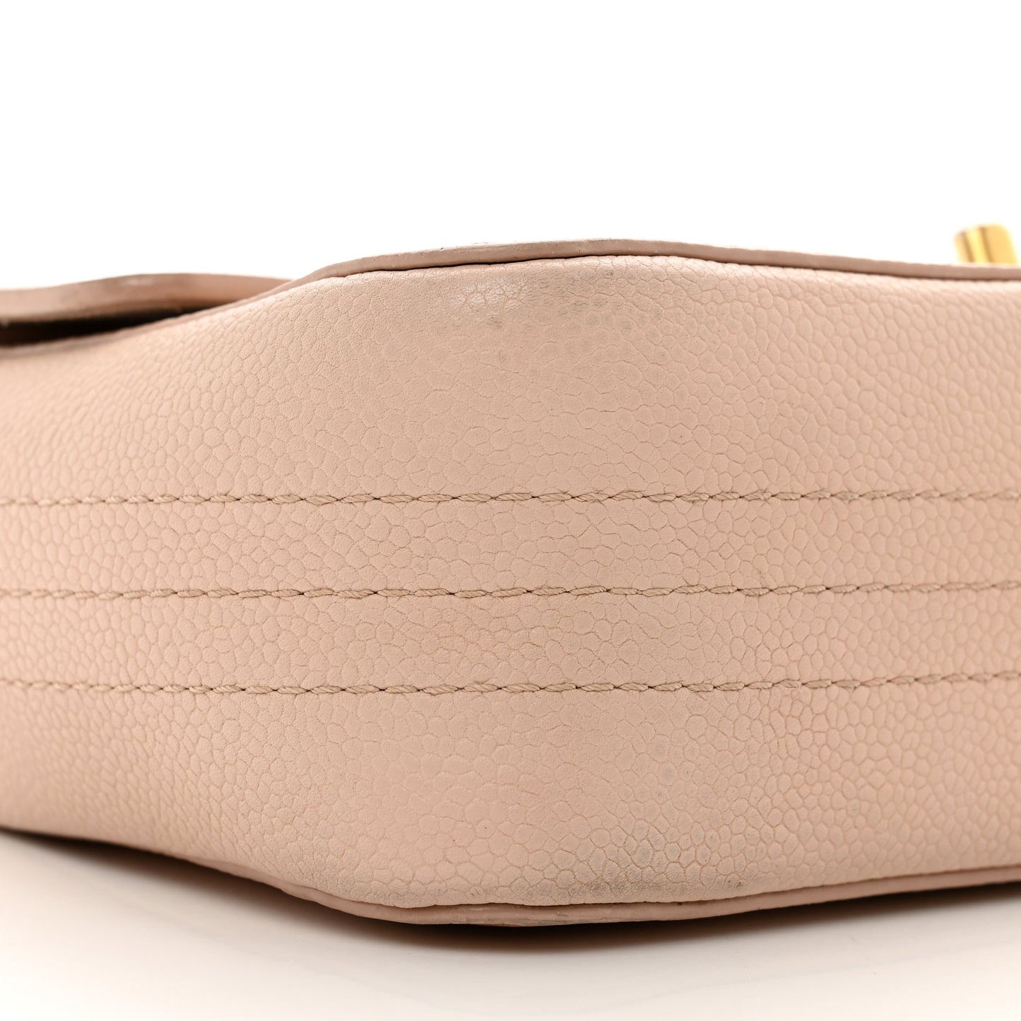 Grained Calfskin Medium Classic Pure Double Flap Nude