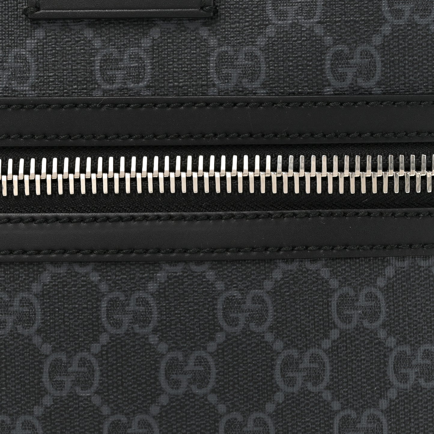 GG Supreme Monogram Appia Calfskin Web Flat Messenger Bag Black Grey