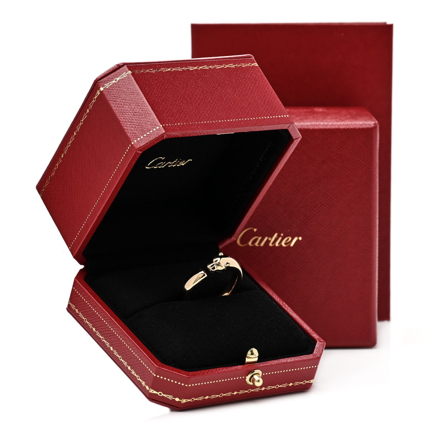 18K Yellow Gold Tsavorite Onyx Panthere De Cartier Ring 61 9.5