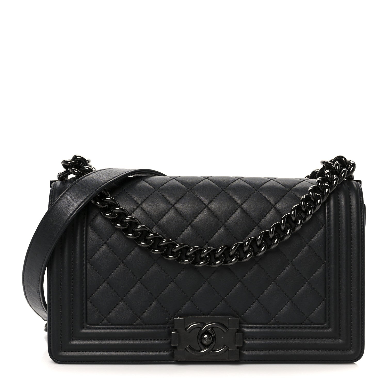 Chanel Calfskin Quilted Medium Boy Flap So Black 1 of 10