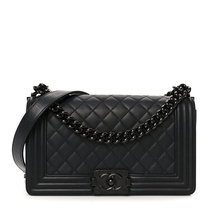 Chanel Calfskin Quilted Medium Boy Flap So Black 1 of 10