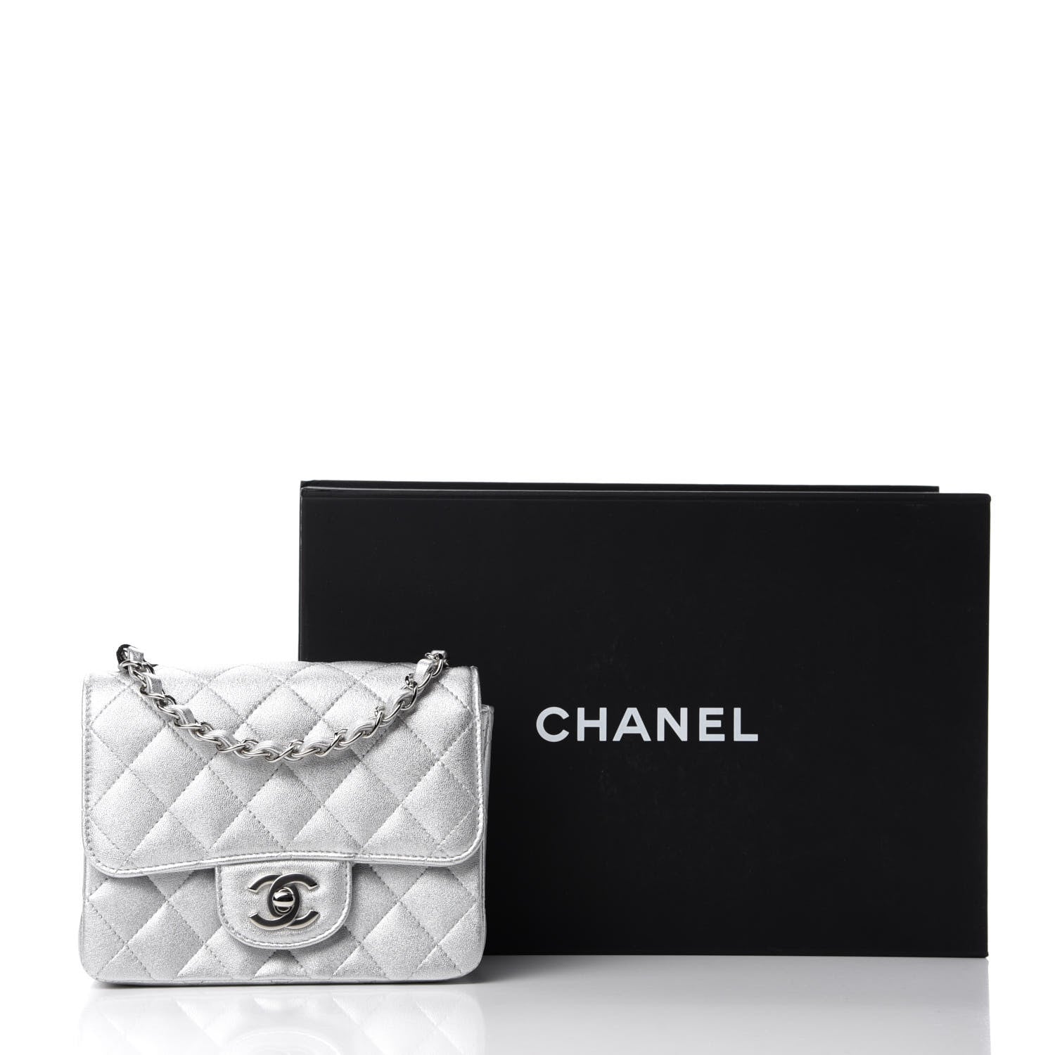 Chanel Metallic Lambskin Quilted Mini Square Flap Silver 11 of 11