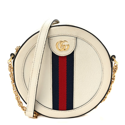 Gucci Textured Calfskin Web Mini Ophidia Round Shoulder Bag Mystic White 1 of 12