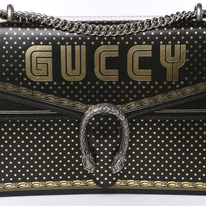 Gucci X SEGA Calfskin GUCCY Stars Medium Dionysus Shoulder Bag Black Gold 10 of 10