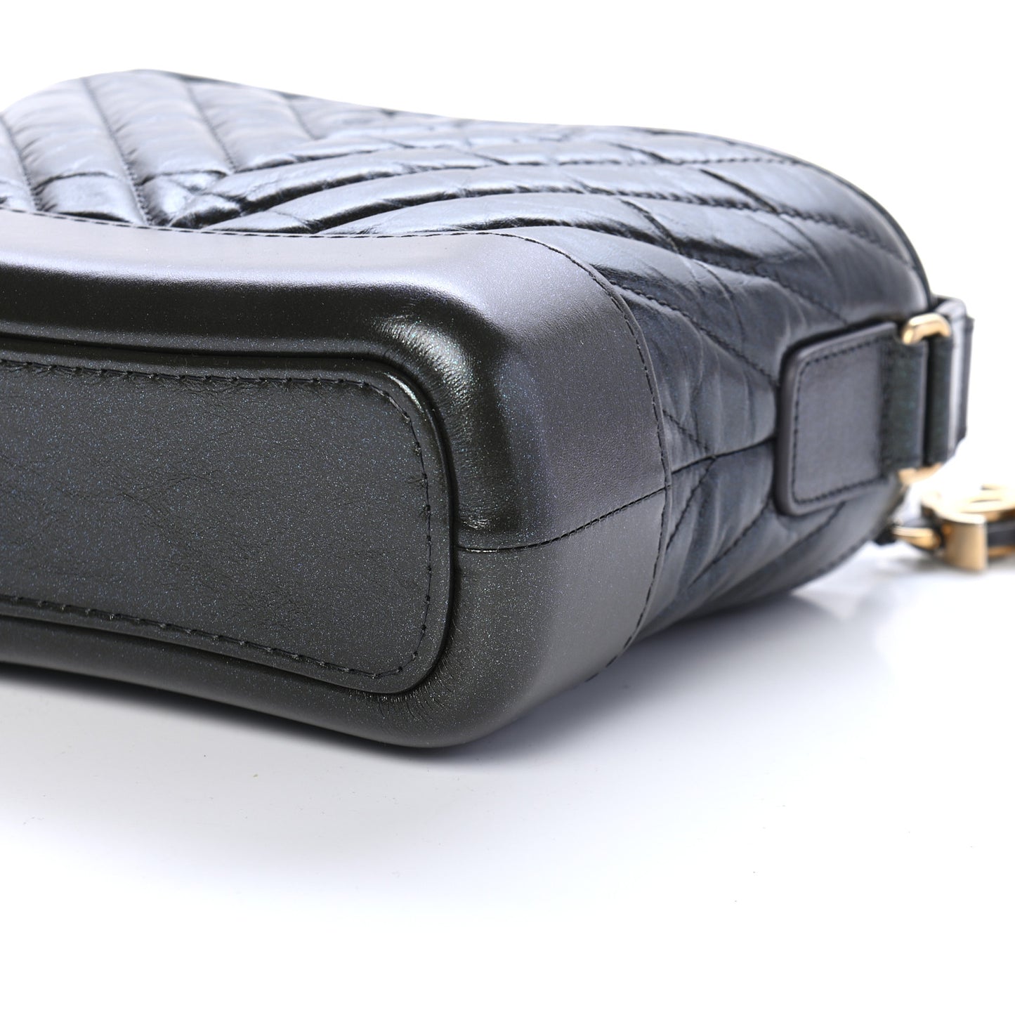 Aged Calfskin Chevron Quilted Small Gabrielle Hobo Green