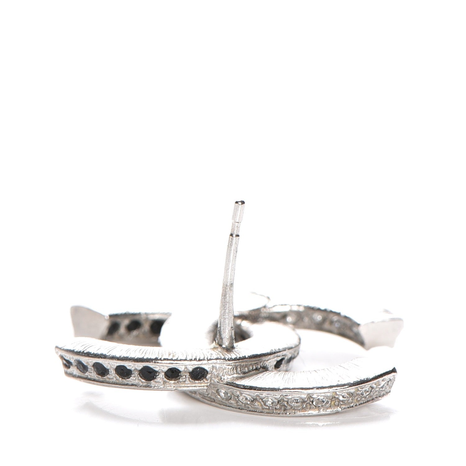 Chanel Crystal CC Earrings Silver Black 5 of 5