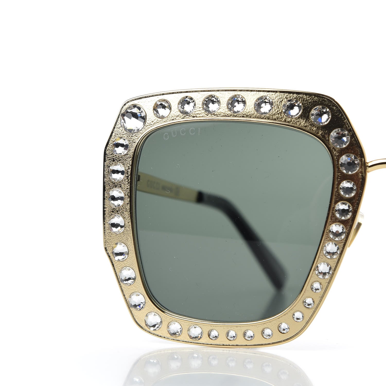 Gucci Metal Acetate Crystal Oversize GG0115S Sunglasses Gold 7 of 8