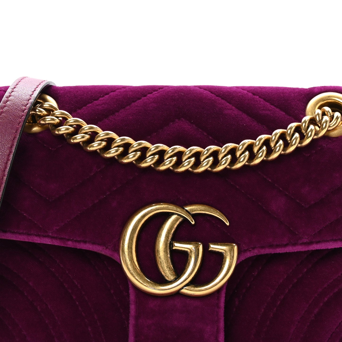 Velvet Matelasse Mini GG Marmont Shoulder Bag Fuchsia Violet Cyclamen
