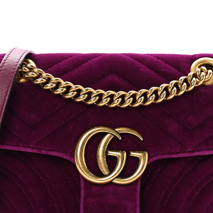Gucci Velvet Matelasse Mini GG Marmont Shoulder Bag Fuchsia Violet Cyclamen 8 of 10