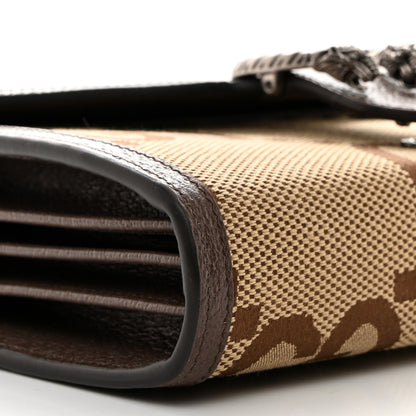 Gucci Monogram Jumbo GG Textured Dollar Calfskin Mini Dionysus Chain Wallet Camel Ebony New Acero 9 of 11