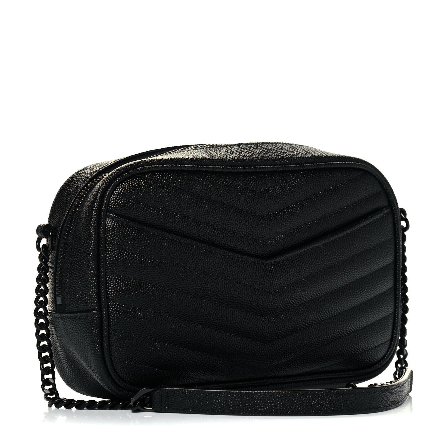 Saint Laurent Grain De Poudre Matelasse Monogram Mini Lou Camera Bag Black 3 of 9