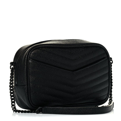 Saint Laurent Grain De Poudre Matelasse Monogram Mini Lou Camera Bag Black 3 of 9