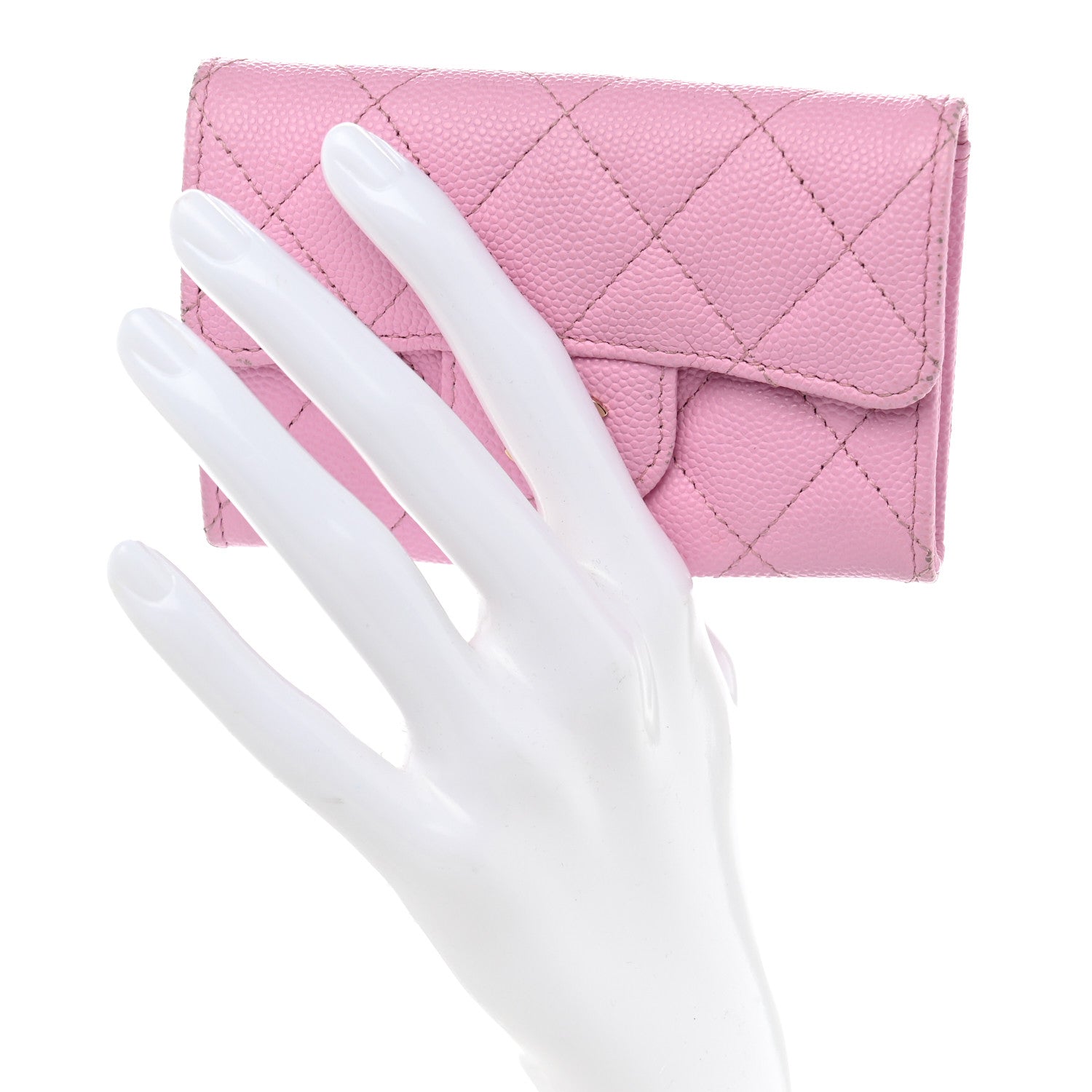 Chanel Caviar Quilted Flap Card Holder Wallet Pink 2 of 10