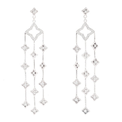 David Yurman Sterling Silver Diamond Quatrefoil Chandelier Earrings 1 of 4