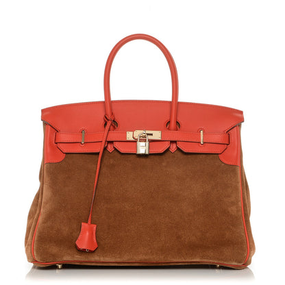 Hermes Veau Doblis Swift Grizzly Birkin 35 Chamois Capucine 1 of 29