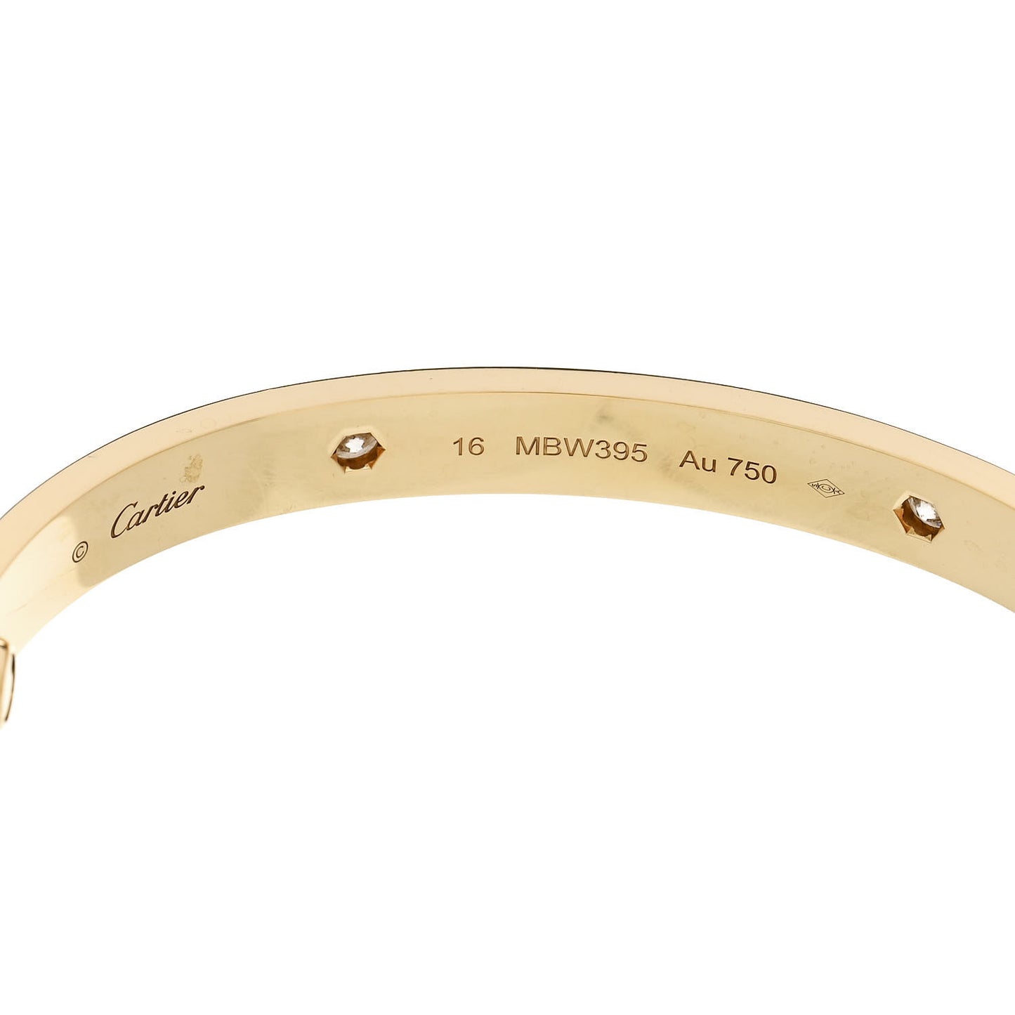 18K Yellow Gold 4 Diamond LOVE Bracelet 16